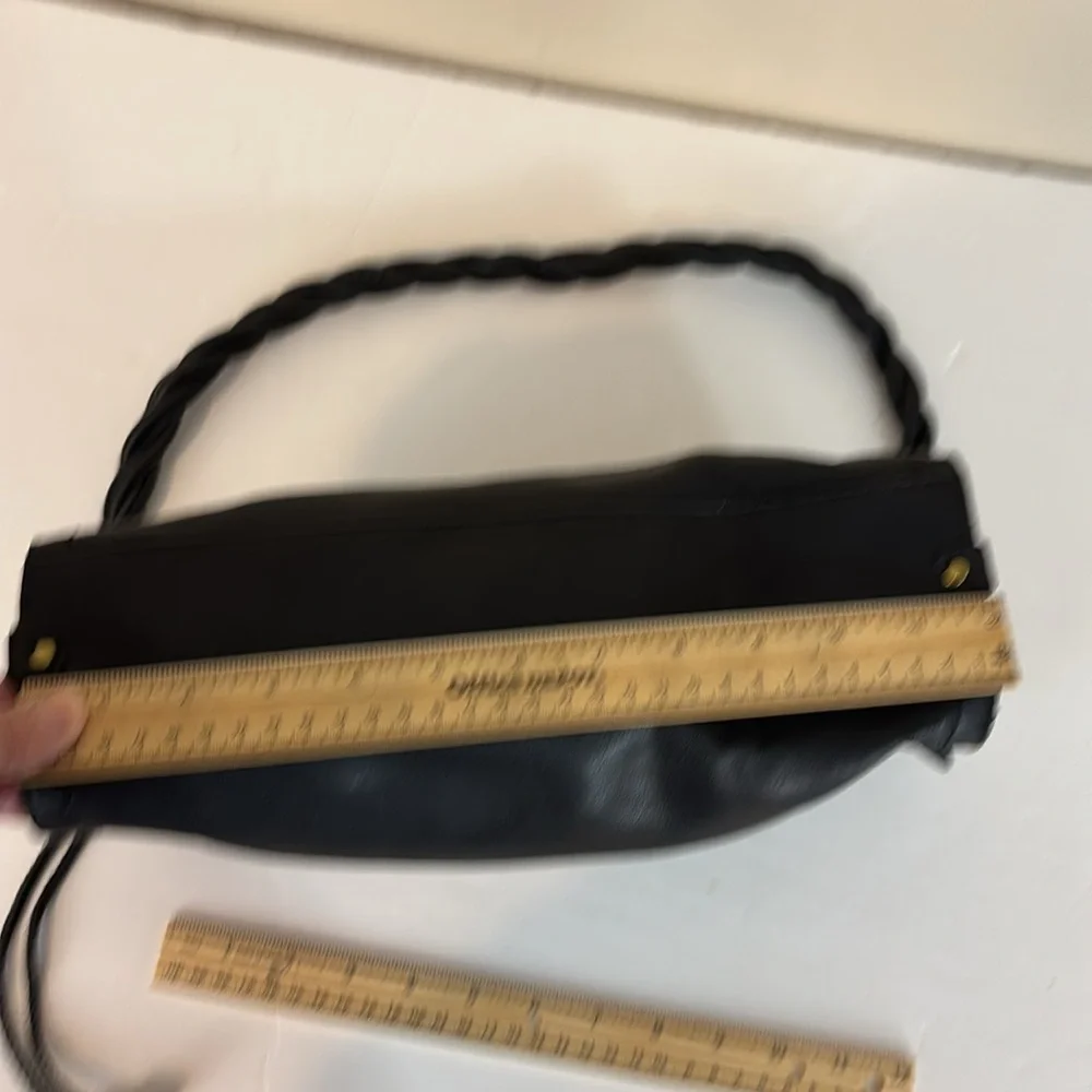 Madison Studios Vegan Leather Black Purse Handbag with Twisted Handle